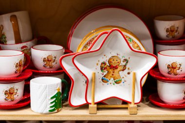 Noel Seramik Masa Malzemeleri Zencefilli Ekmek Adam Şablonu ve Yıldız Şekilli Tabaklar