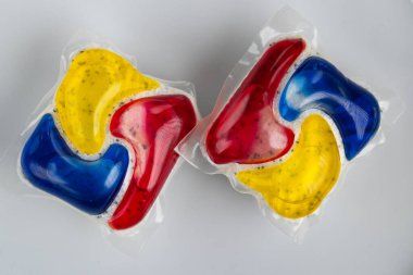 Tek Renkli Bulaşık Makinesi Deterjan Kapsülü Makro