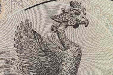 10000 Yen 'lik bir Japon Banknotunun tersinde Phoenix' in Macro Manzarası