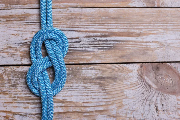 Eight Knot Rope Wooden Background Copy Space — Stock Photo, Image