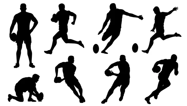 Various rugby silhouettes — Stock Vector