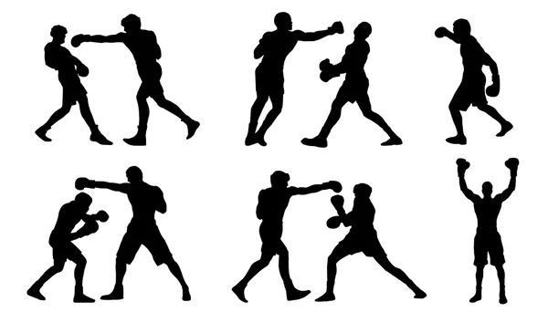Various boxing silhouettes — Stock Vector