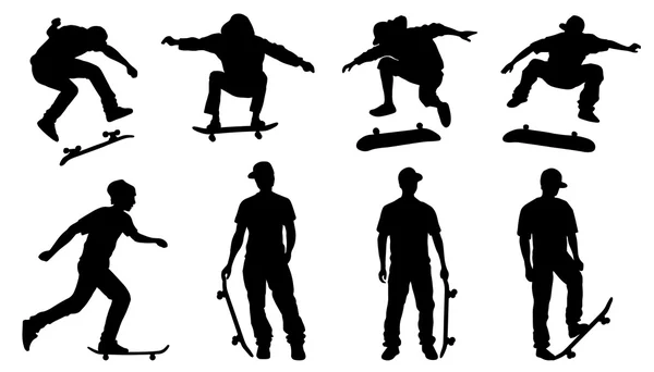 Différentes silhouettes de skateboarder Graphismes Vectoriels