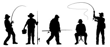 various fisherman2 silhouettes clipart