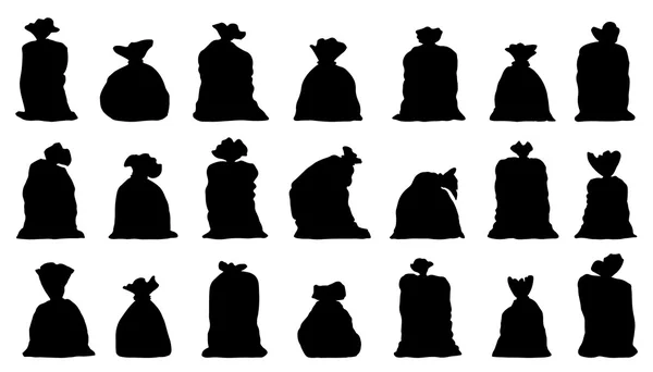 Various sack silhouettes — Stock Vector