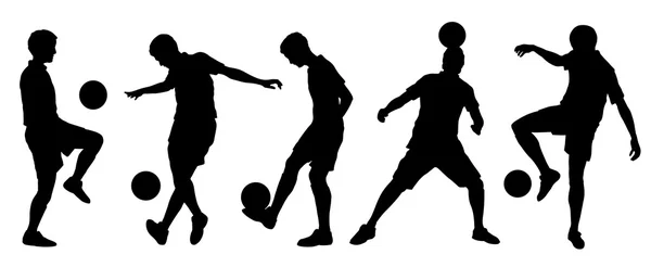 Soccer tricks silhouettes — Stock Vector