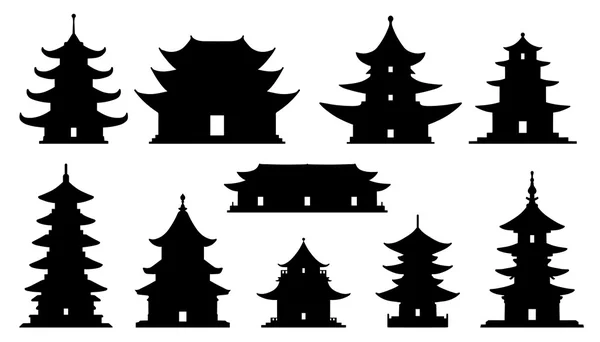 Ασιατική ναό σιλουέτες Royalty Free Εικονογραφήσεις Αρχείου