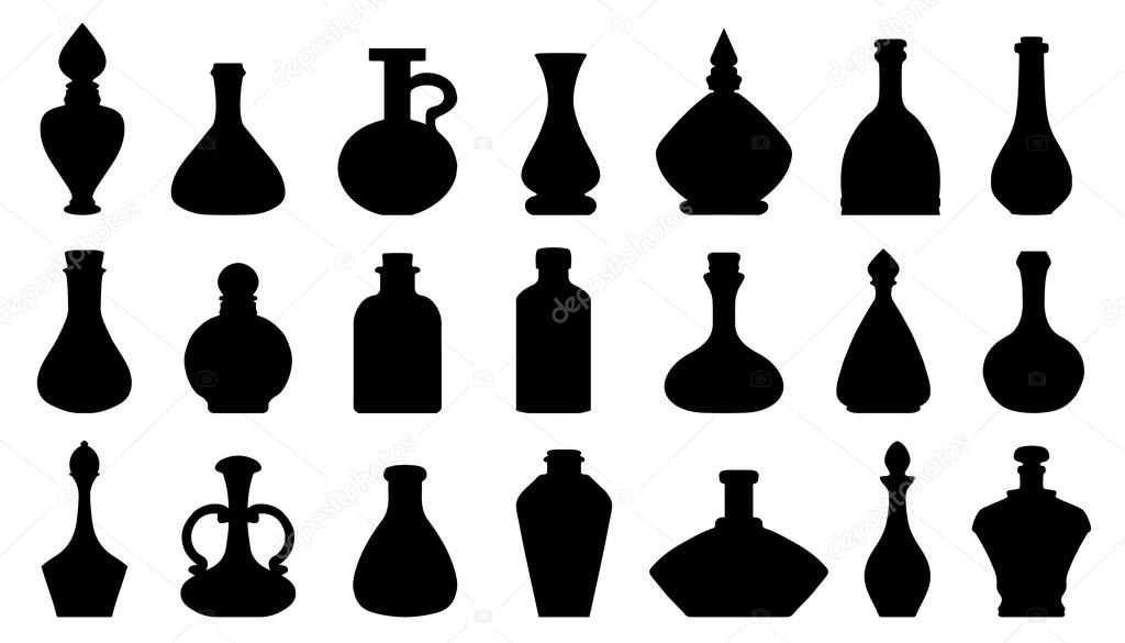 Potion silhouettes on the white background