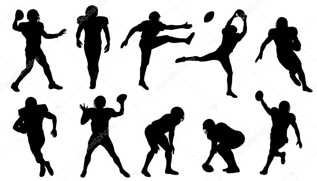 Football silhouettes on the white background
