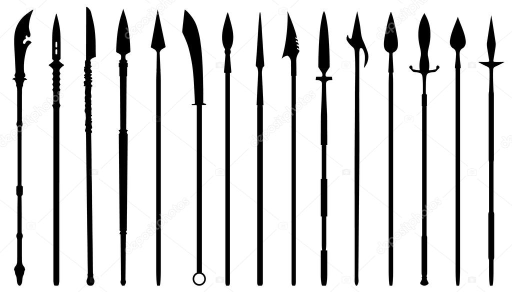 Spear silhouettes on the white background