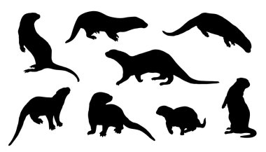 otter silhouettes clipart
