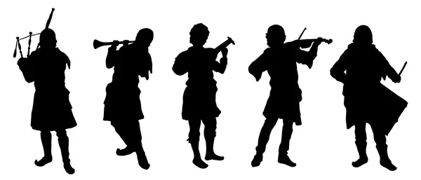 Silhouette da musicista — Vettoriale Stock