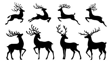 christmas reindeer silhouettes clipart