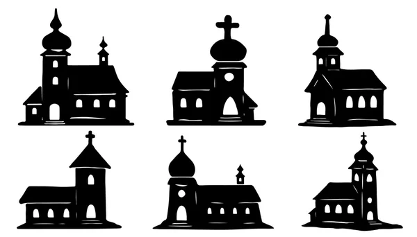 Церковные силуэты — стоковый вектор