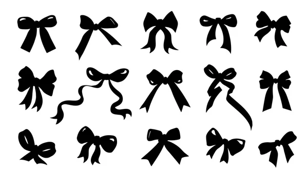 Ribbon bow silhouettes — Stock Vector