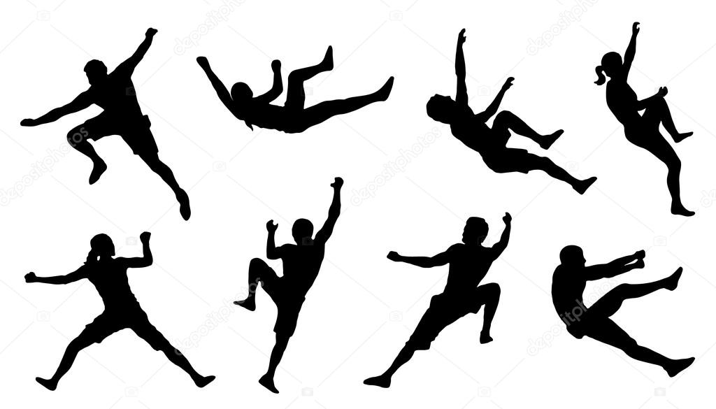 Climb silhouettes on the white background