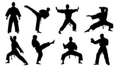 karate silhouettes clipart