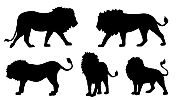 Silhouettes de lion — Image vectorielle