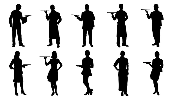 Waiter silhouettes — Stock Vector