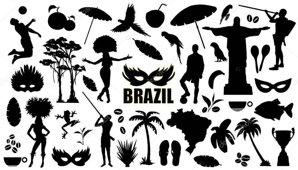 Brasil silhouettes on the white background