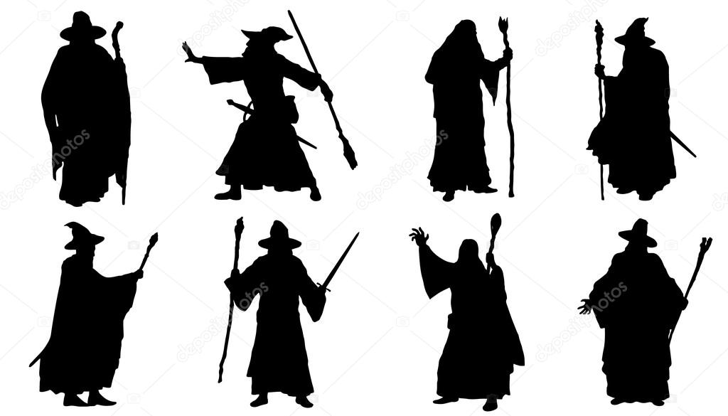 Mage silhouettes on the white background