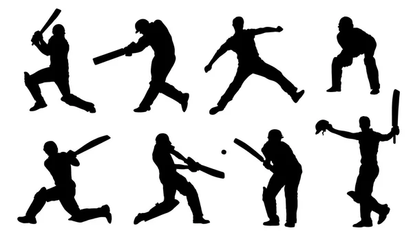 Cricket silhouettes — Stock Vector