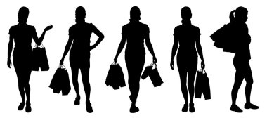 women buying silhouettes clipart