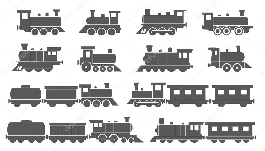 Trains on the white background