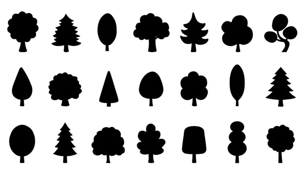 Αστεία σιλουέτες των δέντρων — Διανυσματικό Αρχείο
