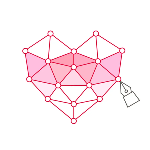 Bir kalem aracı ile çokgen biçiminde bir vektör kalp tasarlama süreci