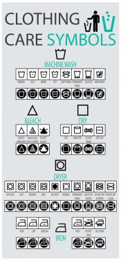 Giyim bakım sembolleri Icon set