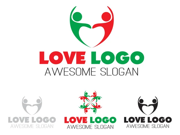Par team hjärta Logotypdesign, vektor fil lätt att redigera. — Stock vektor