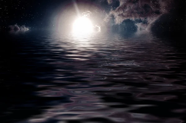 Sky and water at night — Stock Photo, Image