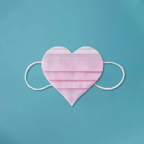 Covid Valentine Day Concept Pink Surgical Pandemic Mask Heart Shape Royalty Free Stock Photos