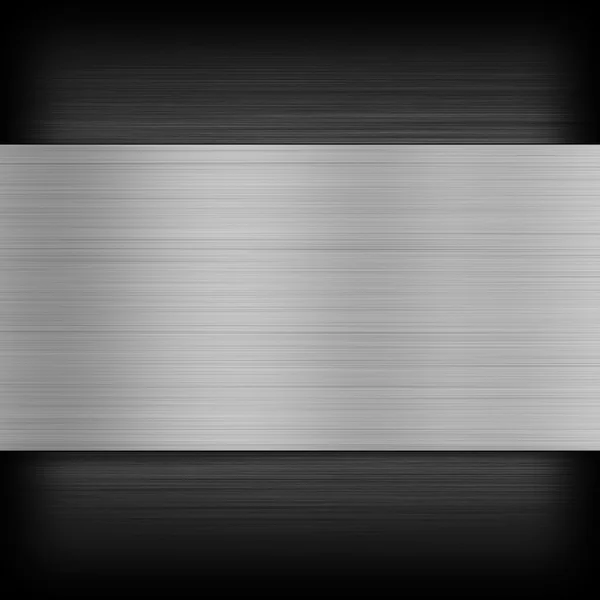 Houten oppervlak met een geborsteld metalen plaat — Stockfoto