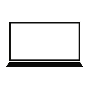 Dizüstü düz simgesi, siyah ve beyaz vektör