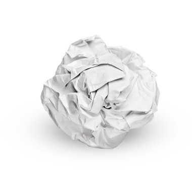 İzole edilmiş buruşmuş kağıt.