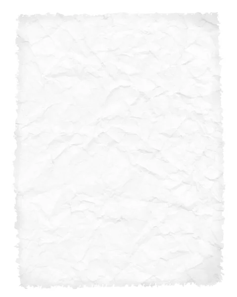 Crumpled página de papel isolado em branco — Fotografia de Stock