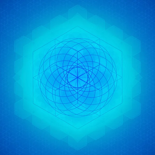 Sacred geometry symbol blue background — Stock Photo, Image