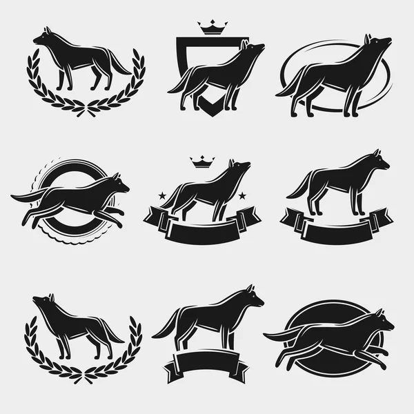 Set de etiquetas e iconos Wolf. Vector — Archivo Imágenes Vectoriales