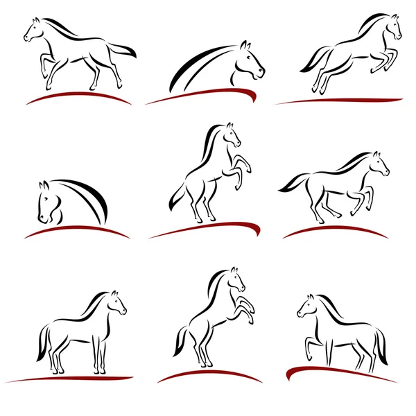Paard set. vector — Stockvector