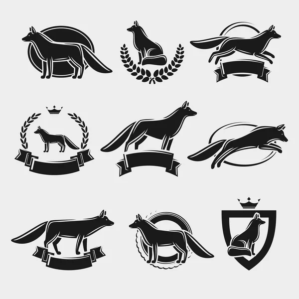 Set de etiquetas e iconos Fox. Vector — Archivo Imágenes Vectoriales