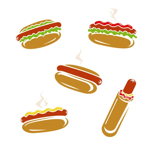 Hot dog zestaw. Wektor — Wektor stockowy