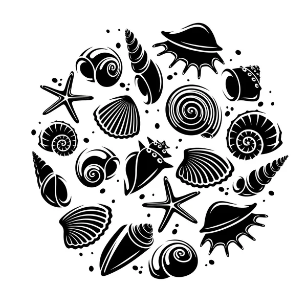 Seashells background. Vector — Stock Vector