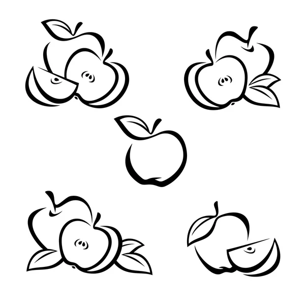 Conjunto de manzana. Vector — Archivo Imágenes Vectoriales