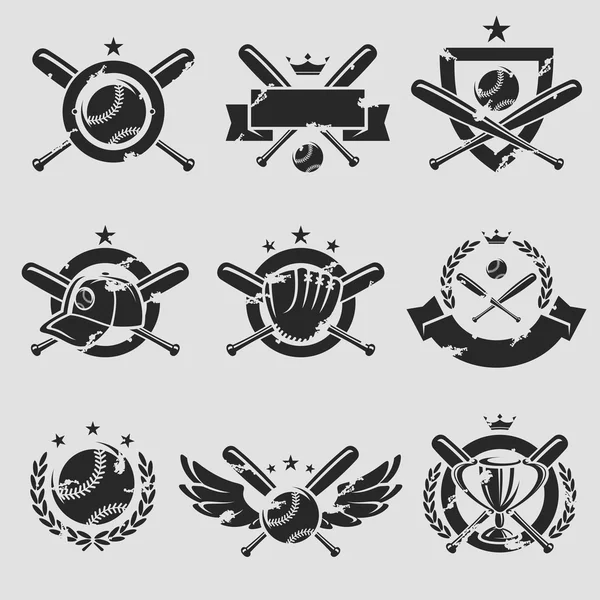Set de etiquetas e iconos de béisbol. Vector — Archivo Imágenes Vectoriales