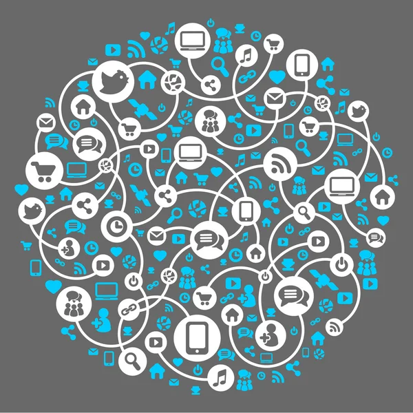 Médias sociaux, arrière-plan du vecteur icônes — Image vectorielle