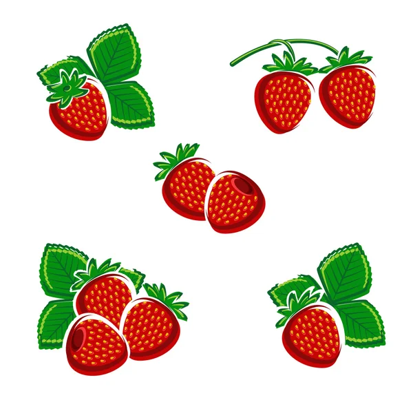 Strawberries set. Vector — Stock Vector