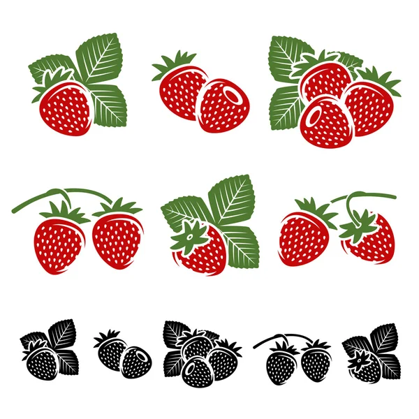 Erdbeeren-Set. Vektor — Stockvektor