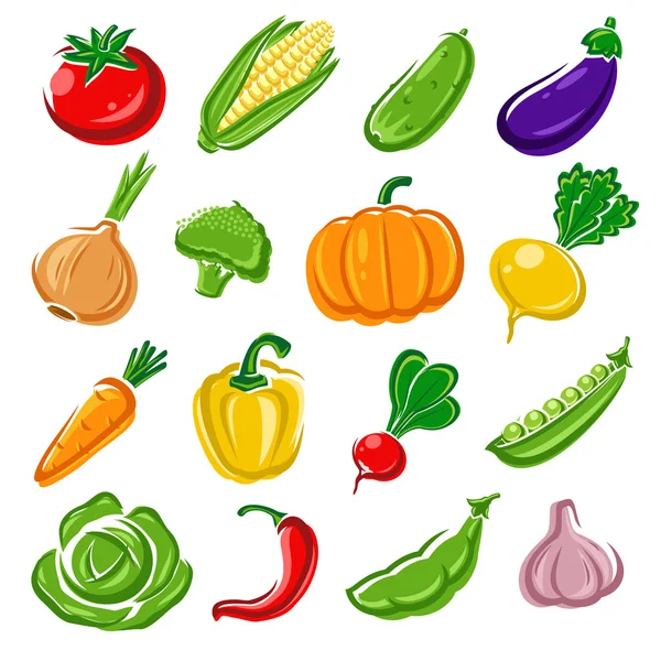 Colección de conjunto de verduras. Ilustración vectorial — Vector de stock